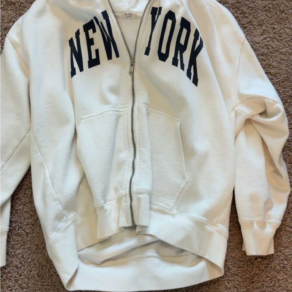 Brandy Melville White Hoodie with Black Print
